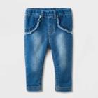 Baby Girls' Cuffed Denim Pants - Cat & Jack Medium Wash Newborn, Blue