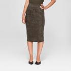 Women's Midi Suede Pencil Skirt - Prologue Olive (green)