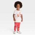 Toddler Boys' Valentine's Day Dino Short Sleeve T-shirt And Fleece Jogger Pants Set - Cat & Jack Cream