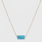 Silver Plated Turquoise Barrel Stone Necklace - A New Day Gold, Girl's
