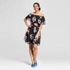 Women's Floral Print Off The Shoulder Tiered Hem Dress - A New Day Black