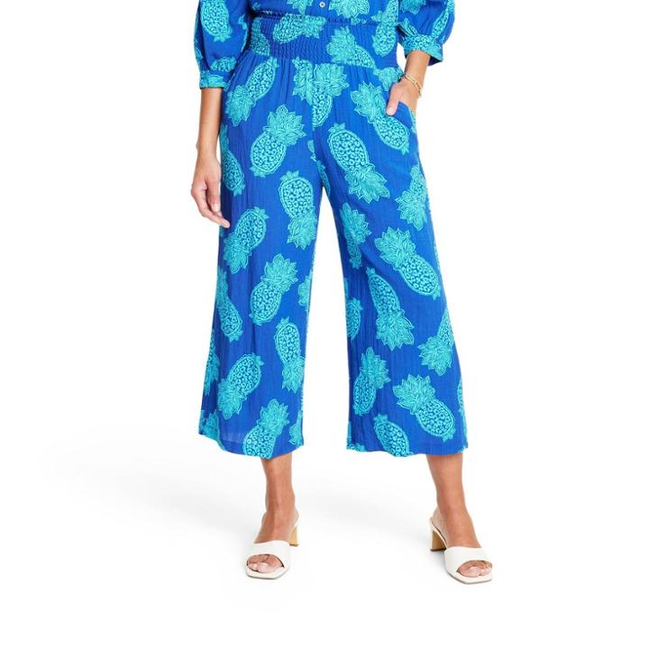Women's Pineapple Print Cover Up Pants - Tabitha Brown For Target Blue Xxs