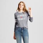 Women's Long Sleeve You Break It You Buy It Varsity Graphic T-shirt Navy M - Modern Lux (juniors'), Blue