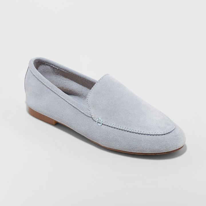 Women's Mila Wide Width Suede Loafers - A New Day Blue 8w,