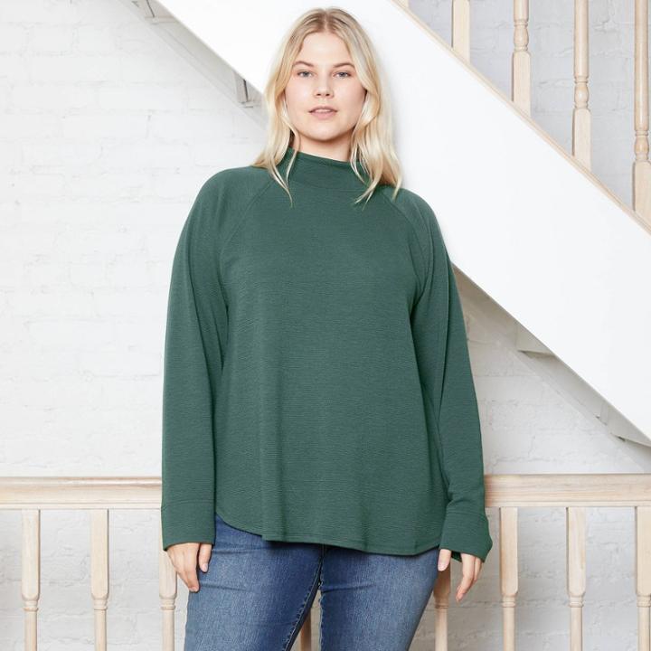 Women's Plus Size Feminine Fleece Pullover Sweatshirt - Ava & Viv Green X