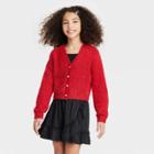 Girls' Eyelash Cardigan Sweater - Art Class Red