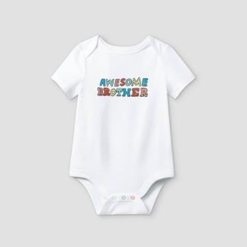 Baby Boys' 'awesome Brother' Short Sleeve Bodysuit - Cat & Jack White Newborn