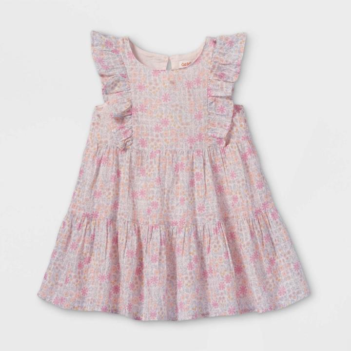 Toddler Girls' Floral Tiered Ruffle Sleeve Dress - Cat & Jack