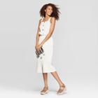 Women's Sleeveless Square Neck Midi Button Front Belted Dress - Universal Thread White Xs,