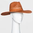 Women's Wide Brim Open Weave Straw Panama Hat - Universal Thread Orange