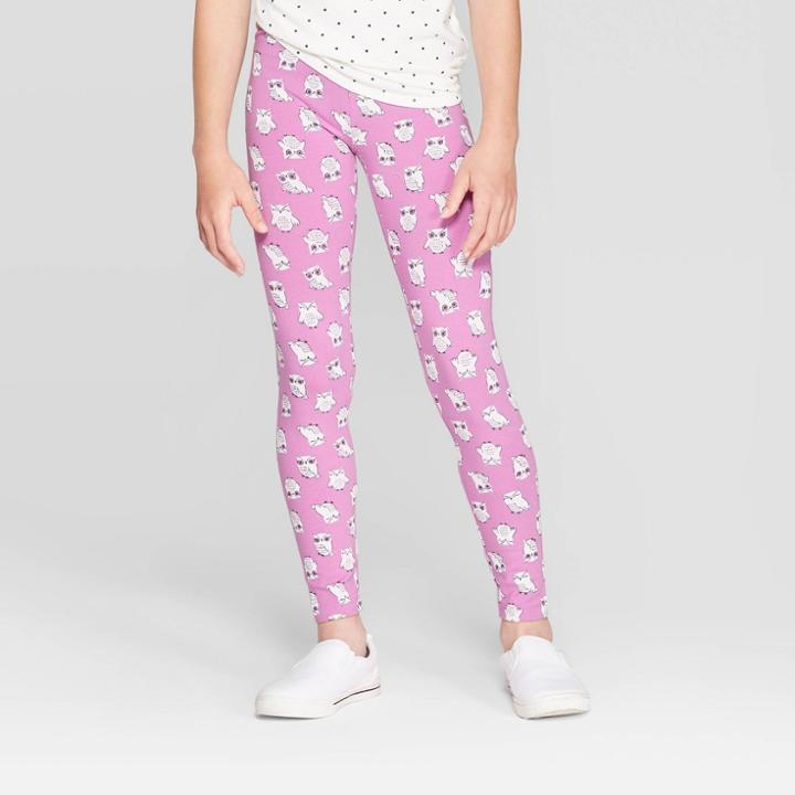 Girls' Owl Print Leggings - Cat & Jack Violet