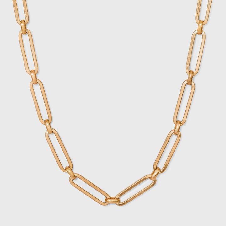 Paper Clip Chain Necklace - Universal Thread Worn Gold