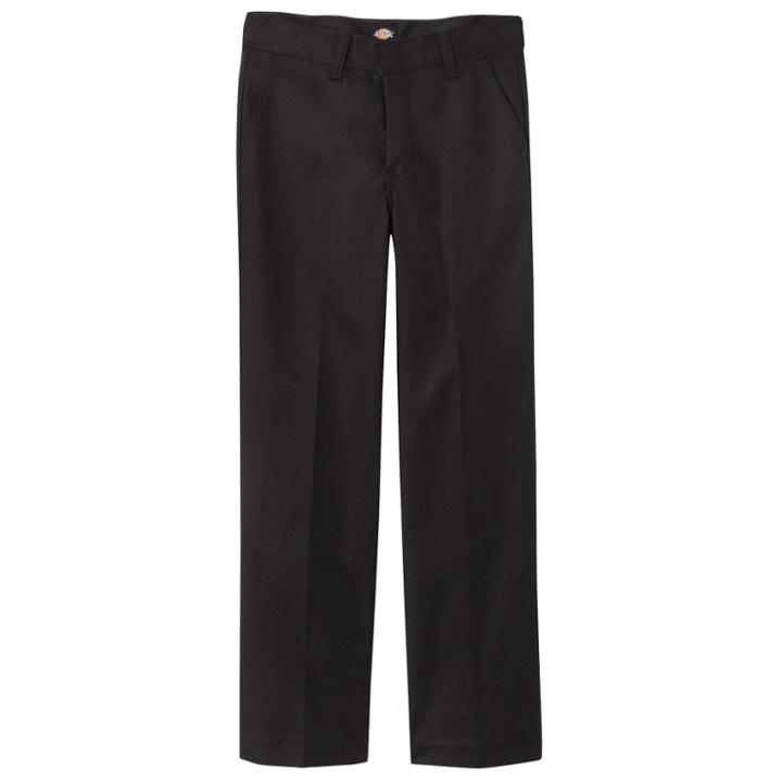 Dickies Boys' Classic Fit Flat Front Uniform Chino Pants - Black