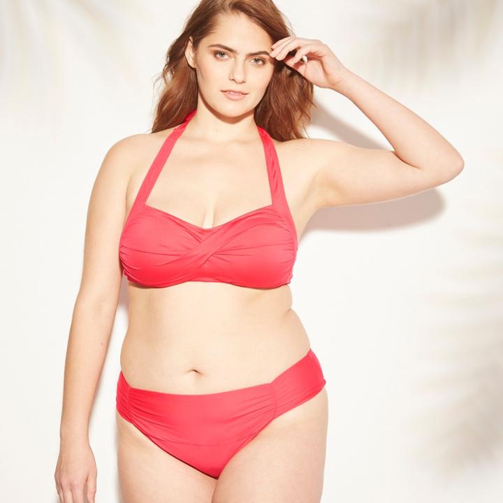Women's Twist Halter Bikini Top - Kona Sol Coral (pink)