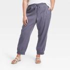 Women's Plus Size High-rise Woven Ankle Jogger Pants - A New Day Blue