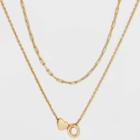 14k Gold Dipped 'o' Initial With Heart Chain Necklace - A New Day Gold