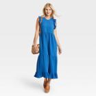 Women's Flutter Sleeveless Tiered Dress - Universal Thread Blue