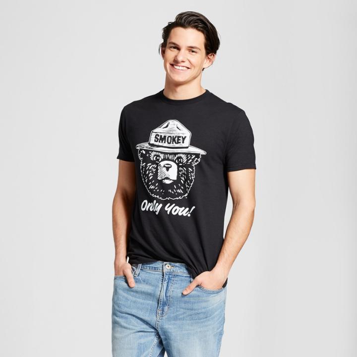 Smokey Bear Men's Smokey The Bear Short Sleeve T-shirt - Black