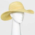 Women's Open Weave Straw Floppy Hat - A New Day Yellow