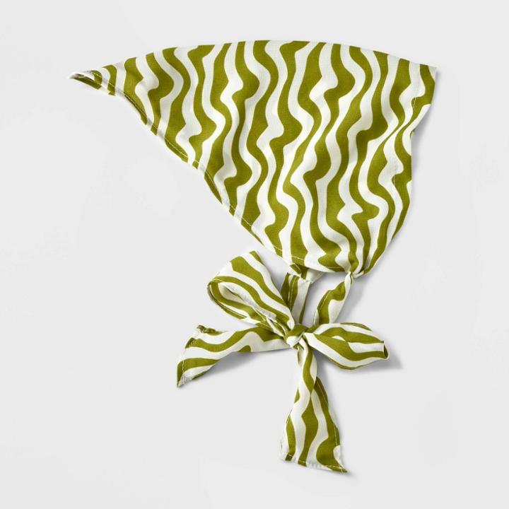 Wavy Headscarf - Wild Fable Green/white