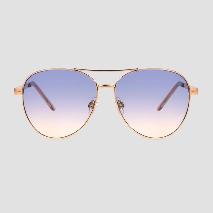 Women's Aviator Metal Sunglasses - A New Day Gold, Women's, Size: Small, Gold/grey