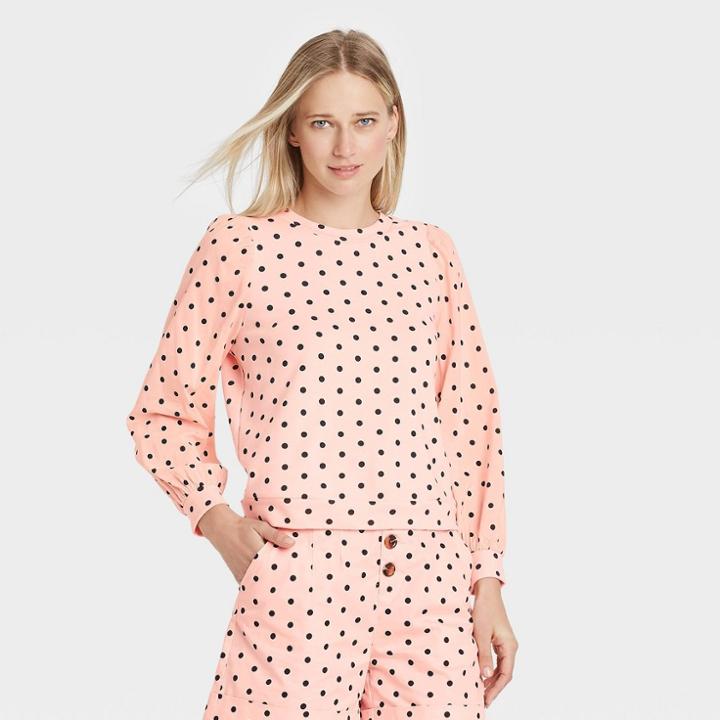 Women's Polka Dot Sweatshirt - Who What Wear Pink