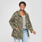 Women's Plus Size Camo Print Utility Anorak Jacket - Ava & Viv Green