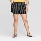 Women's Plus Size Striped Mid-rise Pull On Shorts - Universal Thread Black/white X