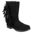 Girls' Journee Collection Luzie Round Toe Fringed Fashion Boots - Black