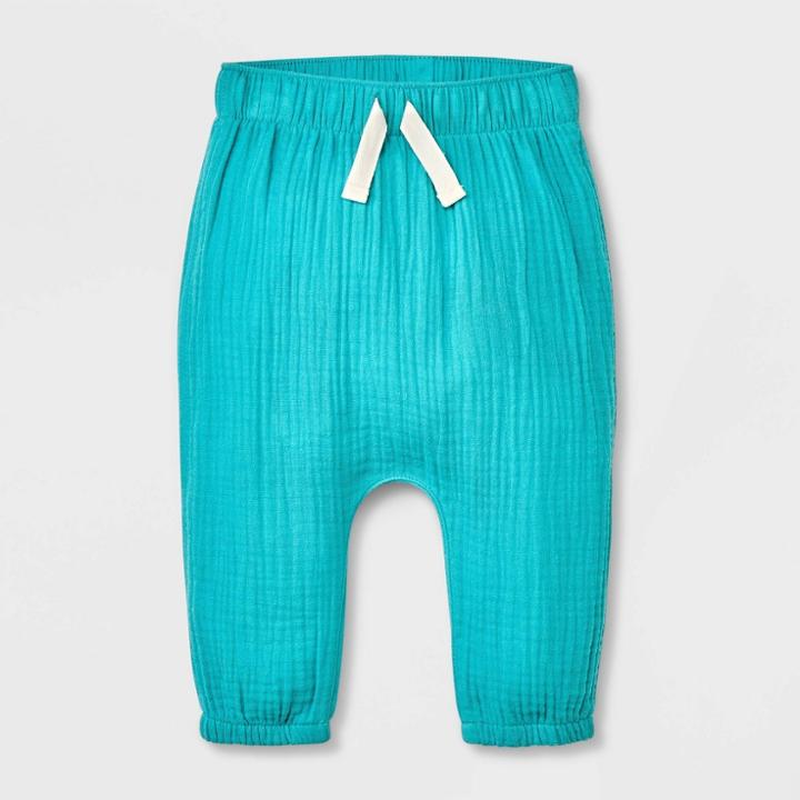 Baby Gauze Jogger Pants - Cat & Jack Turquoise Newborn