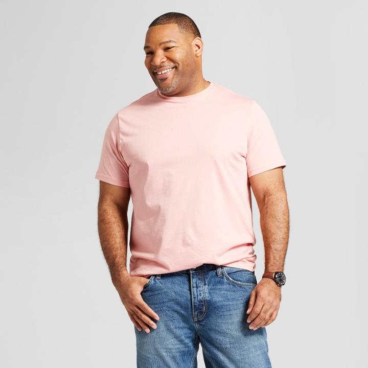 Men's Big & Tall Standard Fit Short Sleeve Crew T-shirt - Goodfellow & Co Coral (pink)