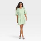 Women's Balloon 3/4 Sleeve Quilted Dress - A New Day Mint