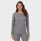 Warm Essentials By Cuddl Duds Women's Waffle Thermal Crewneck Shirt - Mauve Shadow