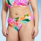 Juniors' Plus Size Ribbed Cheeky Bikini Bottom - Xhilaration Multi Tropical Print X
