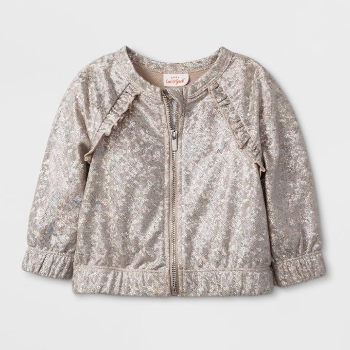 Baby Girls' Bomber Ruffle Bomber Jacket - Cat & Jack Gray Newborn