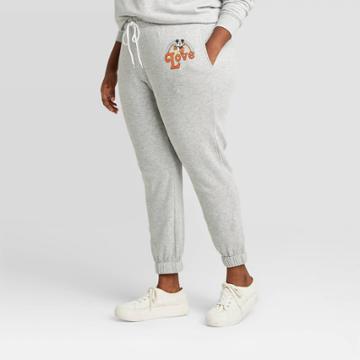 Women's Disney Mickey And Friends Love Graphic Jogger Pants - Heather Gray