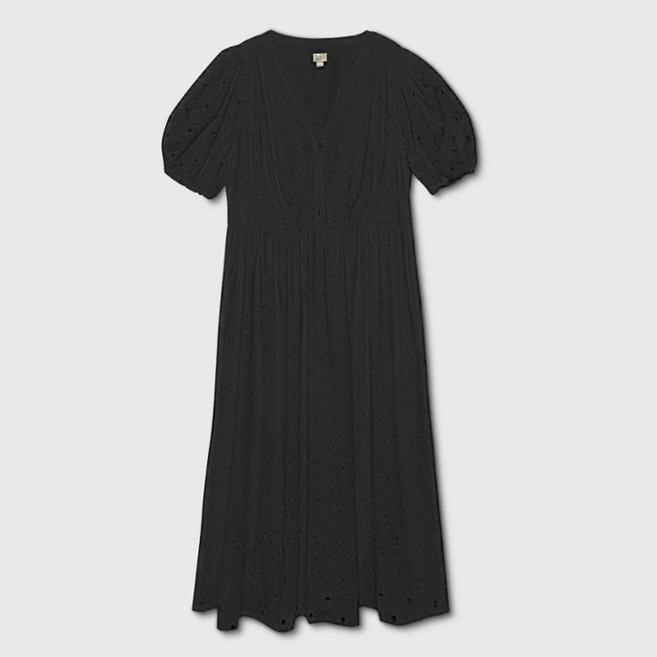 Women's Plus Size Puff 3/4 Sleeve Dress - A New Day Black