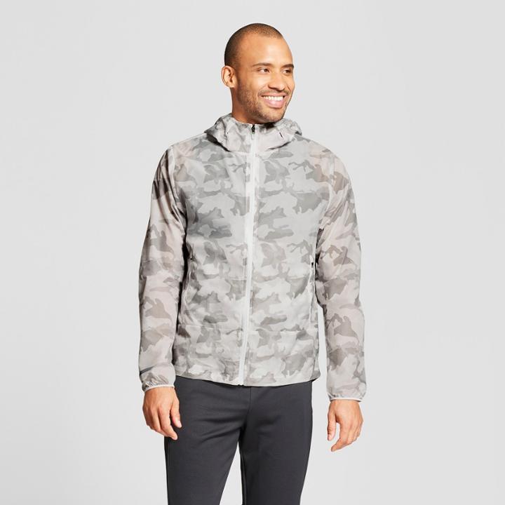 Men's Camo Print Lightweight Windbreaker Running Jacket - C9 Champion Gray