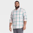 Men's Big & Tall Plaid Standard Fit Long Sleeve Button-down Shirt - Goodfellow & Co Green/plaid