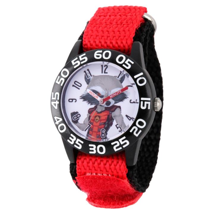 Disney Boys' Marvel Guardians Of The Galaxy Evergreen Rocket Raccoon Plastic Time Teacher Watch - Red, Boy's