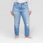 Women's Plus Size High-rise Straight Cropped Jeans - Universal Thread Medium Blue