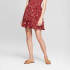 Women's Floral Print Wrap Mini Skirt - Xhilaration Rust (red)