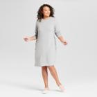 Women's Plus Size Lace-up T-shirt Dress - Ava & Viv Heather Gray X