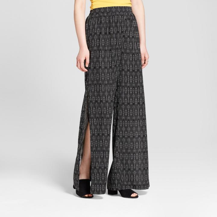 Women's Flare Palazzo Pants With Side Slit - Xhilaration Black/white