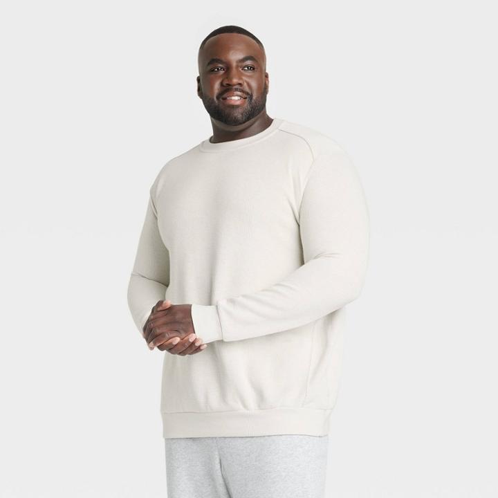 Men's Big & Tall Cotton Fleece Crewneck Sweatshirt - All In Motion Cream