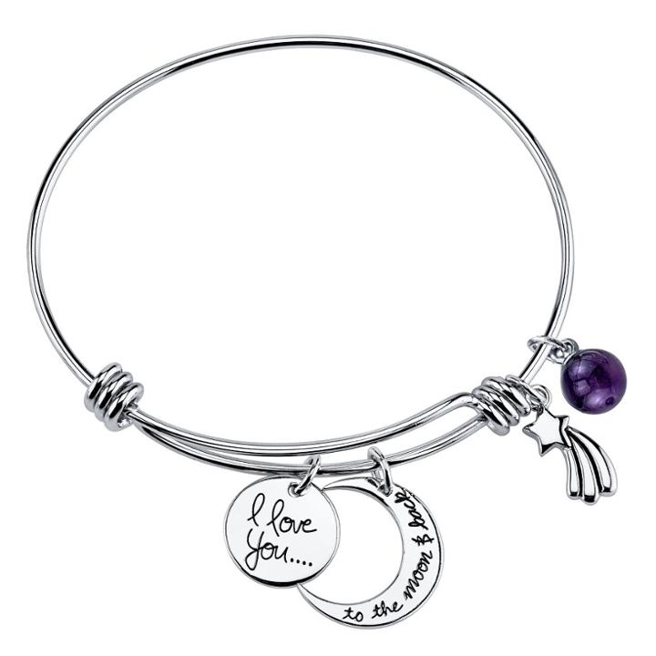 Distributed By Target Women's Stainless Steel I Love You To The Moon Expandable Bracelet -
