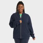 Houston White Adult Plus Size Bomber Jacket - Navy Blue