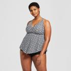 Women's Plus Size Ladder Back Racerback Tankini Top - Ava & Viv Black/white