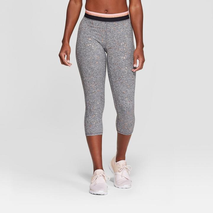 Women's Everyday Mid-rise Capri Leggings - C9 Champion Black Heather Fleck Print
