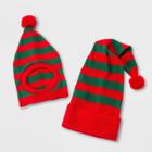 Ugly Stuff Holiday Supply Co. Adult Matching Pet Parent And Pet Striped Elf Cap 2pc Set - Red/green